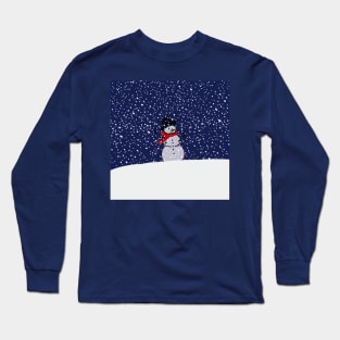 Snowman on a Snowy Hill Long Sleeve T-Shirt